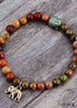 Boho Bracelet, Stretchy Bracelet, Brown Elephant Tibetan